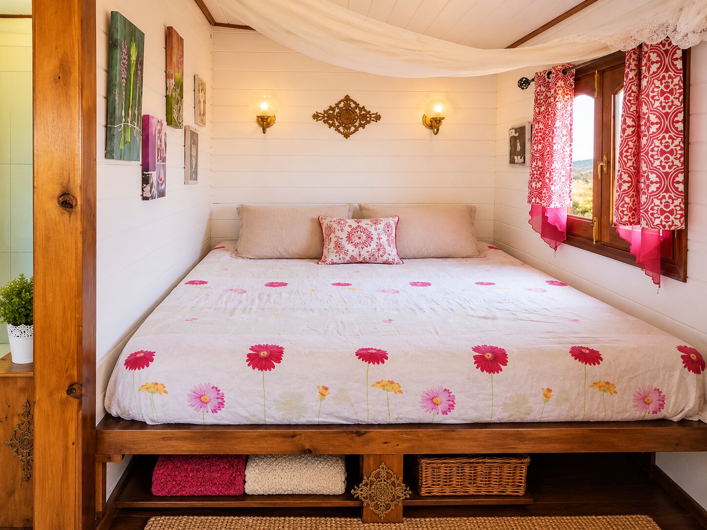 Chambre romantique de la roulotte